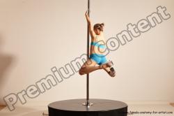 Underwear Gymnastic poses Woman White Moving poses Slim long blond Dynamic poses Academic